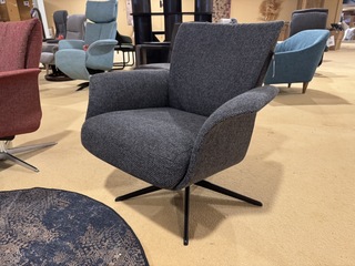 Relaxfauteuil, antraciet stof, manueel verstelbaar, zwarte poot